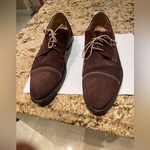 Hugo Boss Men’s Brown Suede Cap Toe Oxford Shoes Size 8